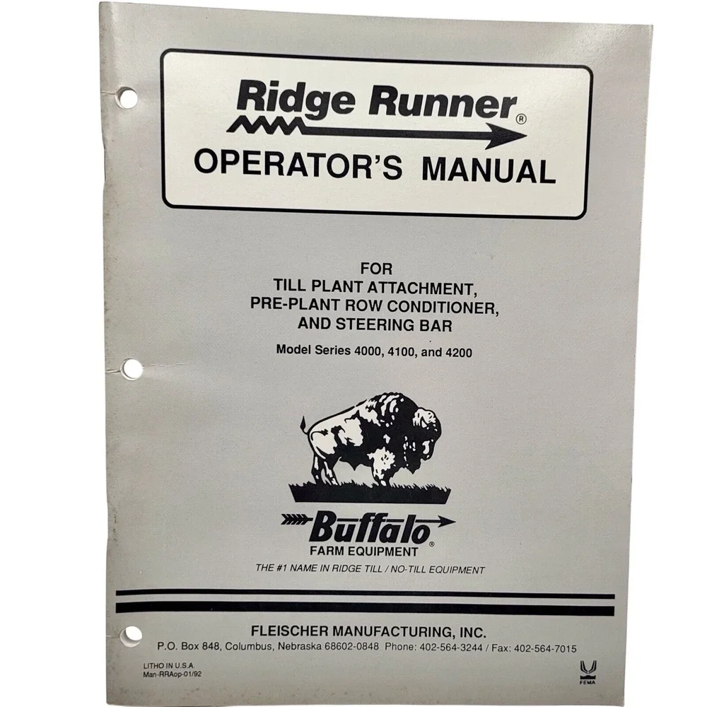 Buffalo, Fleischer Manufacturing 4000, 4100, 4100‎ Ridge Runner Operators Manual